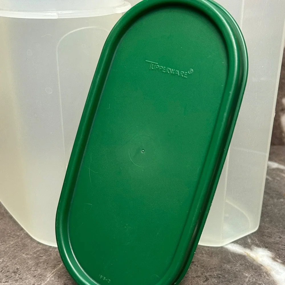 Tupperware Modular Mates Oval Canisters Set of 2 Clear with only one Green Lid